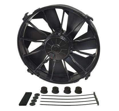 DERALE - 12'' High Output Single RAD Pusher/Puller Fan with Standard Mount Kit - 13-1/8''W x 13-1/8''H x 3-1/2''D (16924)