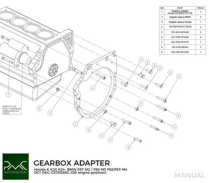 PMC Motorsport - Gearbox Adapter Plate Honda K K20 K24 - BMW DCT DKG GS7D36SG / N54 GS6-53BZ