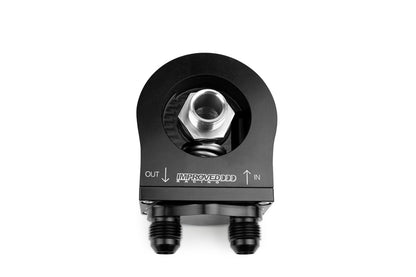 Improved Racing - Oil filter sandwich plate, thermostatic, 180F, -8AN Male ports, filter screw sold separately