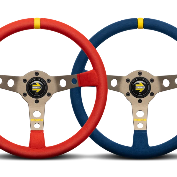 MOMO MOD.07 350 Diam 72 Dish Red Microfiber, Anthracite Anodized Spokes 1 Stripe