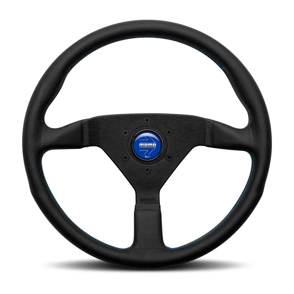 Momo Montecarlo Steering Wheel 350 mm - Black Leather/Blue Stitch/Black Spokes
