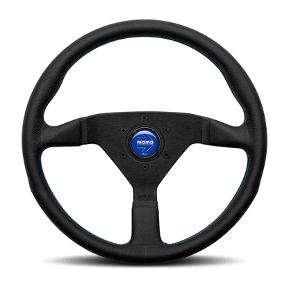 Momo Montecarlo Steering Wheel 350 mm - Black Leather/Blue Stitch/Black Spokes