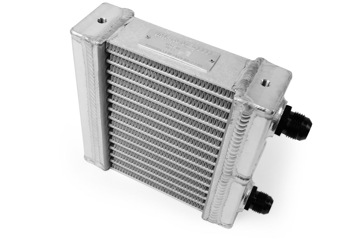 Improved Racing - High efficiency dual-pass oil cooler, 200 series, 15-row, 7.0" x 7.0" , -10AN female ORB ports