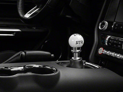 RTR - WHITE SHIFT KNOB - BLACK ENGRAVING (15-23 MUSTANG - GT, ECOBOOST, V6)