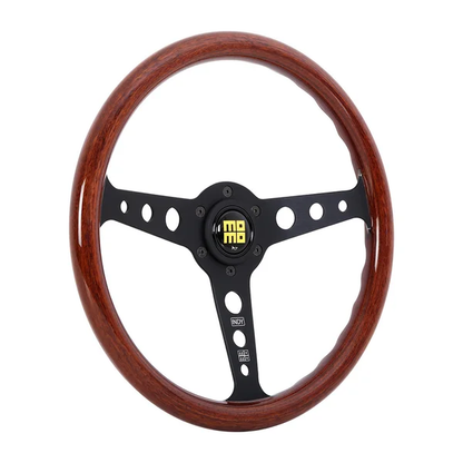 Momo Indy Steering Wheel 350 mm - Magoany Wood/Brshd Black Spokes