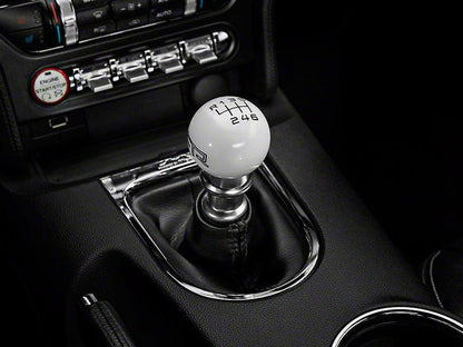 RTR - WHITE SHIFT KNOB - BLACK ENGRAVING (15-23 MUSTANG - GT, ECOBOOST, V6)