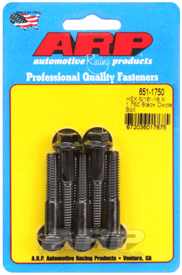 ARP 5/16 in.-18 RH Thread, 1.750 in Hex Head Custom 450 Bolts - Set of 5