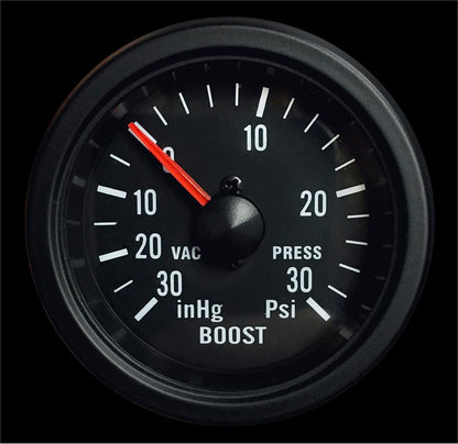 Prosport Gauges - 2-1/16" Mechanical Boost Gauge Clear Lens White LED