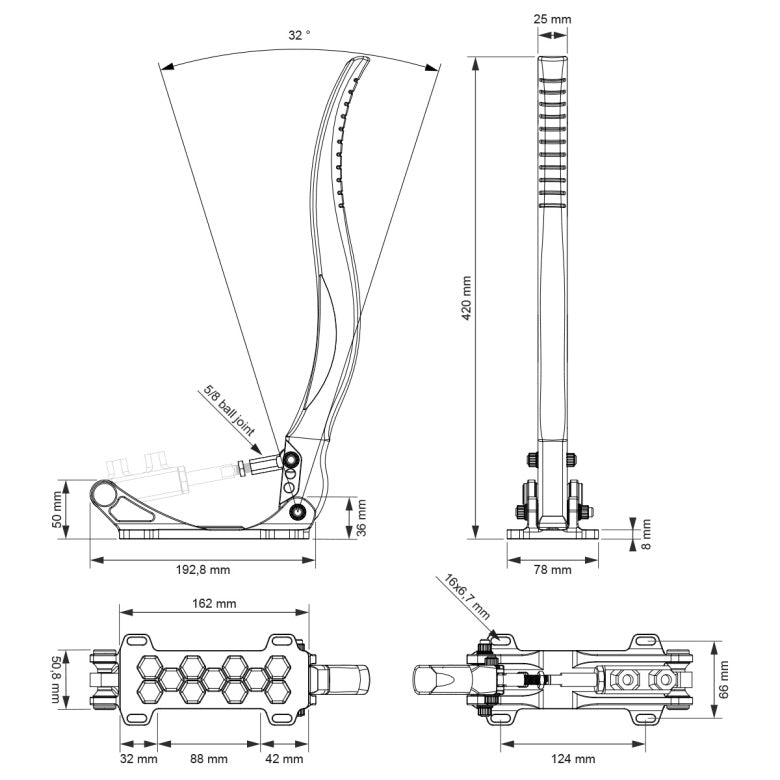 Nuke Performance - Hydraulic Handbrake DriftSpec Pro, Billet Organic Flow 420mm
