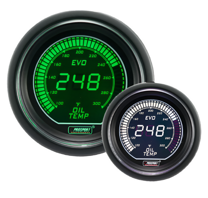 Prosport Gauges - 2-1/16" Evo Electrical Green and White Oil Temperature Gauge-