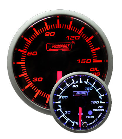 Prosport Gauges - 2-3/8" Amber/White Premium Oil Pressure Gauge