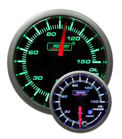 Prosport Gauges - 2-1/16" Green/White Premium Oil Pressure gauge