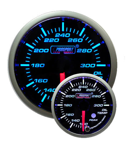 Prosport Gauges - 2-1/16" Premium Blue/White Oil Temperature Gauge