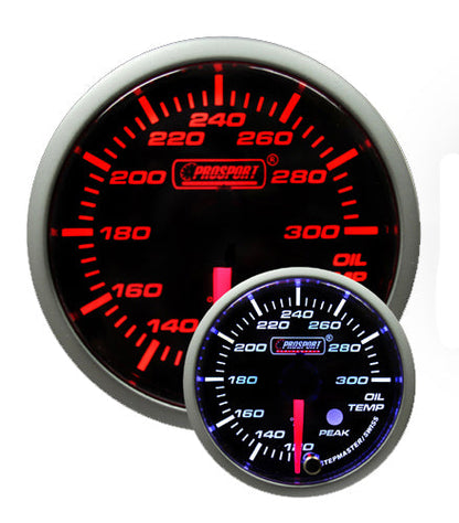 Prosport Gauges - 2-3/8" Amber/White Premium Oil Temperature Gauge