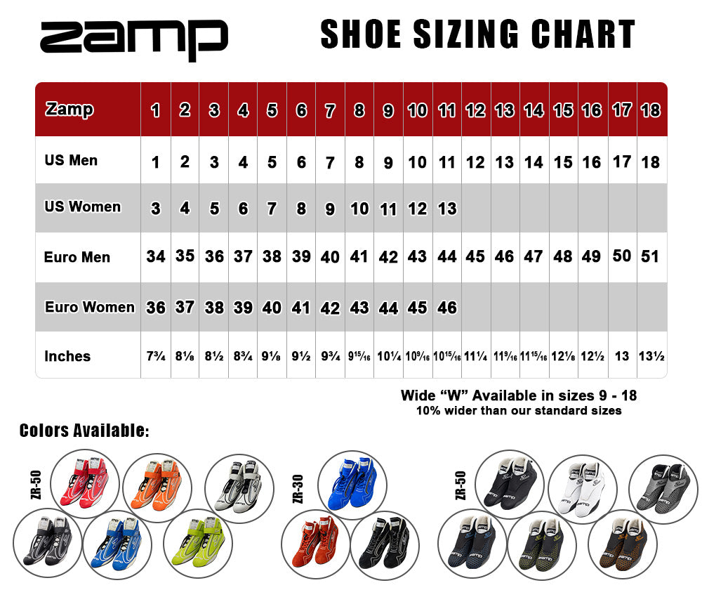 Zamp ZR-Drag SFI 3.3/20 Race Shoe Black Size 13 WIDE
