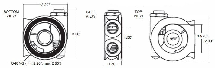 Mocal - Mocal sandwich plate w/fittings for hose connection