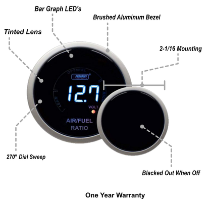 Prosport Gauges - 2-1/16" Digital Air Fuel Ratio & Volt Gauge - Blue