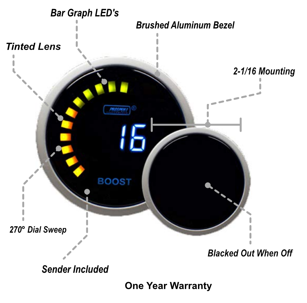 Prosport Gauges - 2-1/16" Digital Boost Gauge
