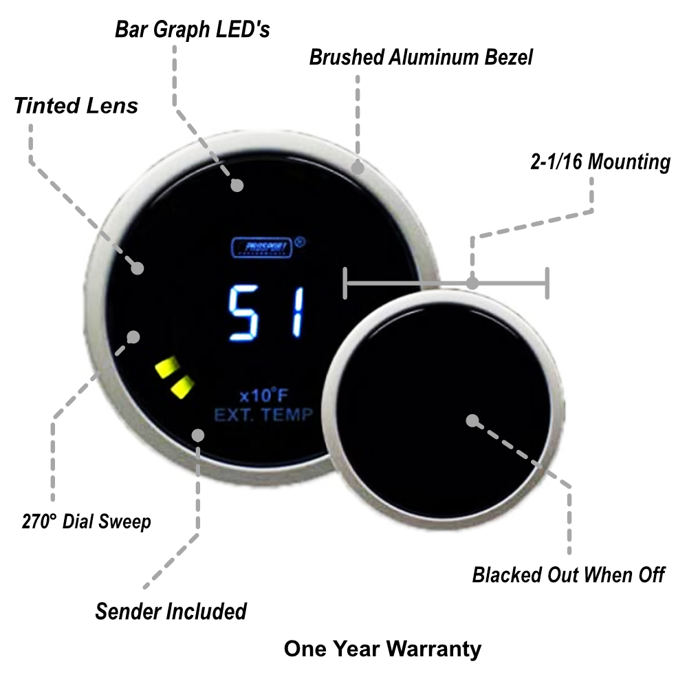 Prosport Gauges - 2-1/16" Digital EGT Gauge