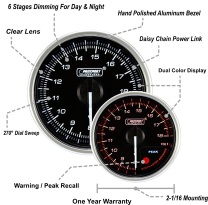 Prosport Gauges - 2-1/16" Supreme Electrical Volt Gauge