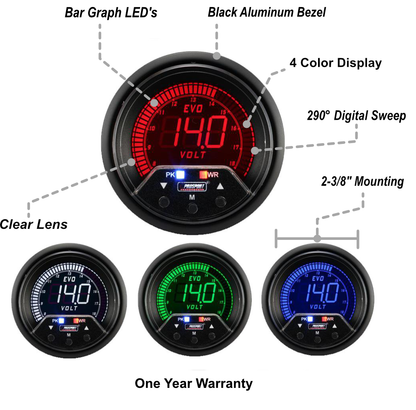Prosport Gauges - 2-3/8" Premium Evo Electrical Volt Gauge