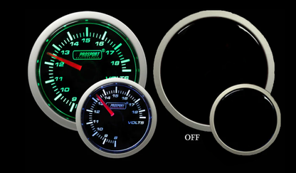 Prosport Gauges - 2-1/16" Green/White Volt Gauge