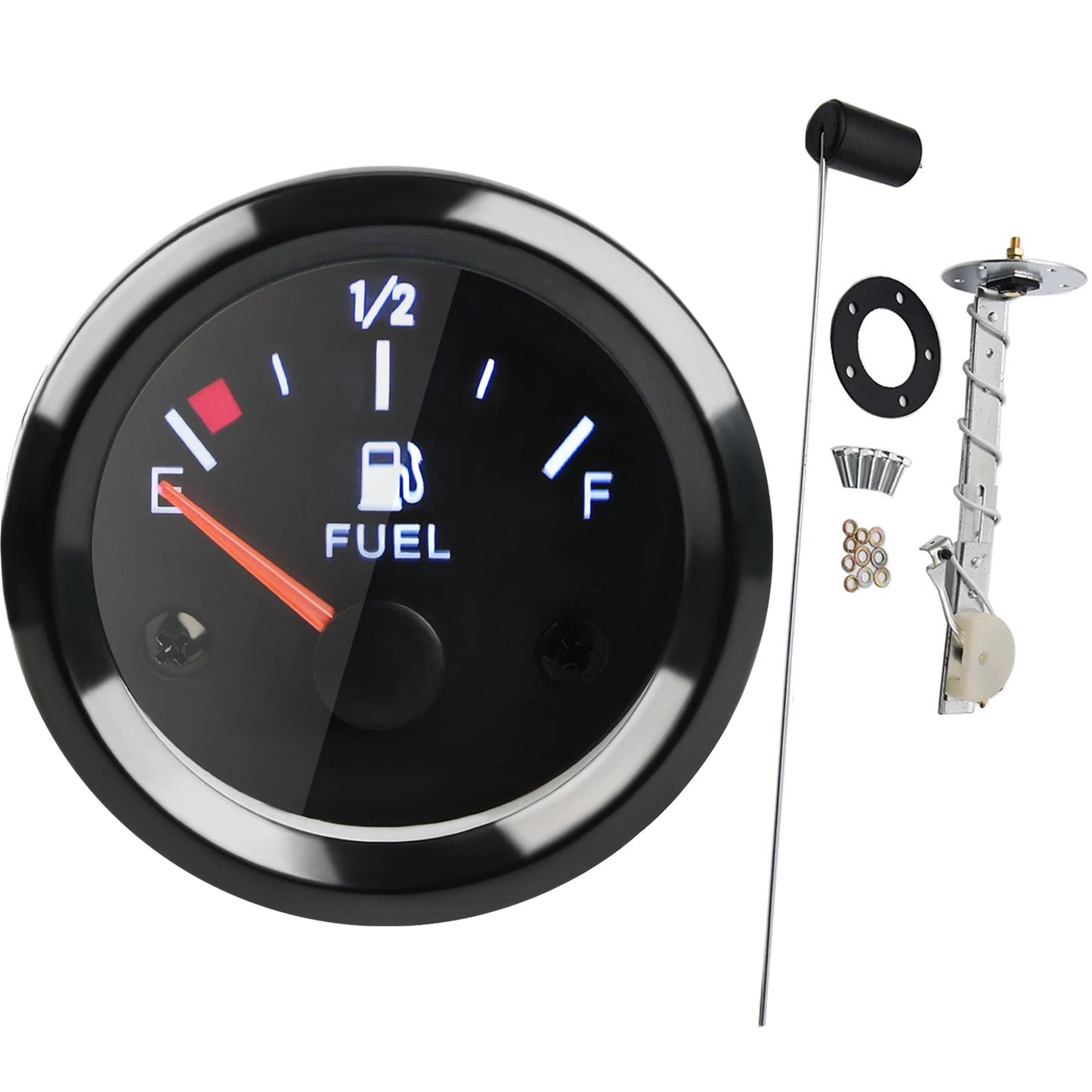 Prosport Gauges - 2-1/16" Electrical Fuel level Gauge Clear Lens White LED