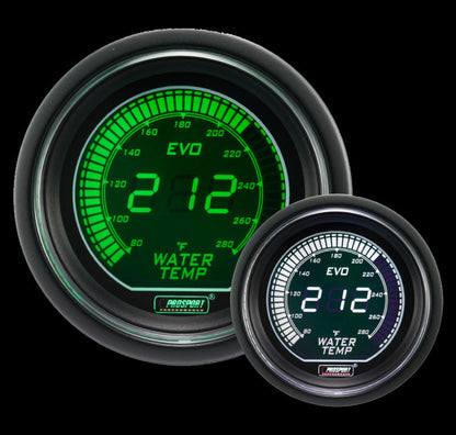 Prosport Gauges - 2-1/16" Evo Electrical Green and White Water Temperature Gauge-