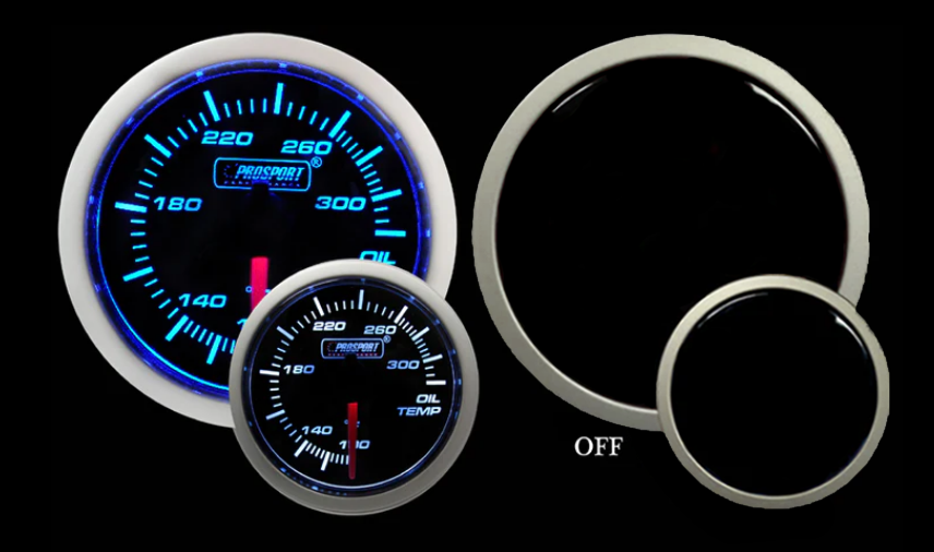 Prosport Gauges - 2-1/16" Blue/White Electrical Oil Temperature Gauge