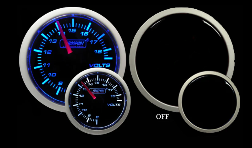 Prosport Gauges - 2-1/16" Blue/White Volt Gauge