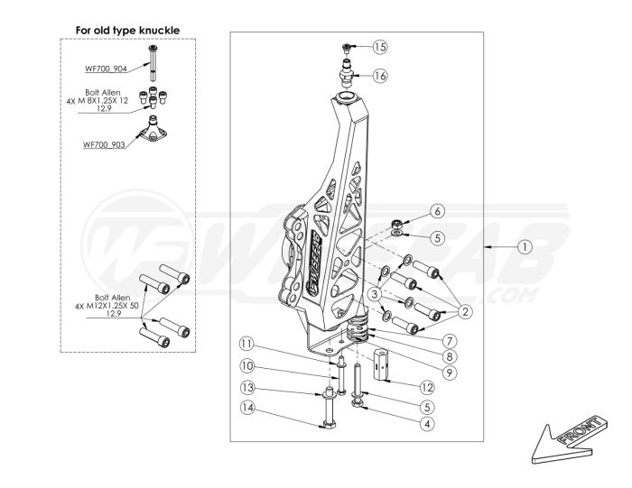 Wisefab - Nissan 350Z Front Narrow Drift Angle Lock - Left Knuckle