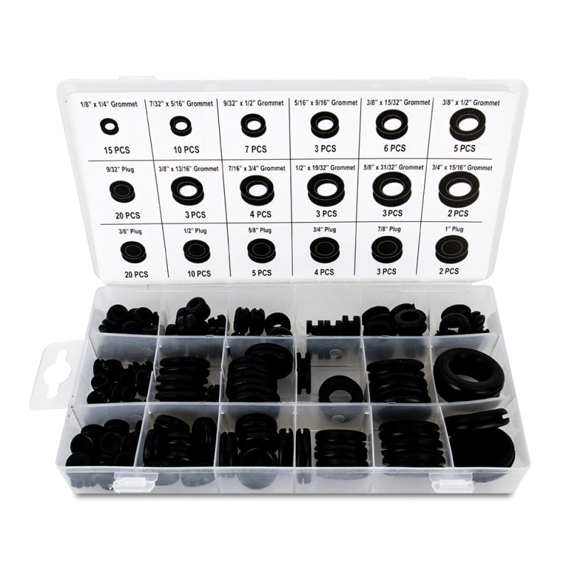 Variedade de ilhós de borracha Mishimoto - 125 unidades.
