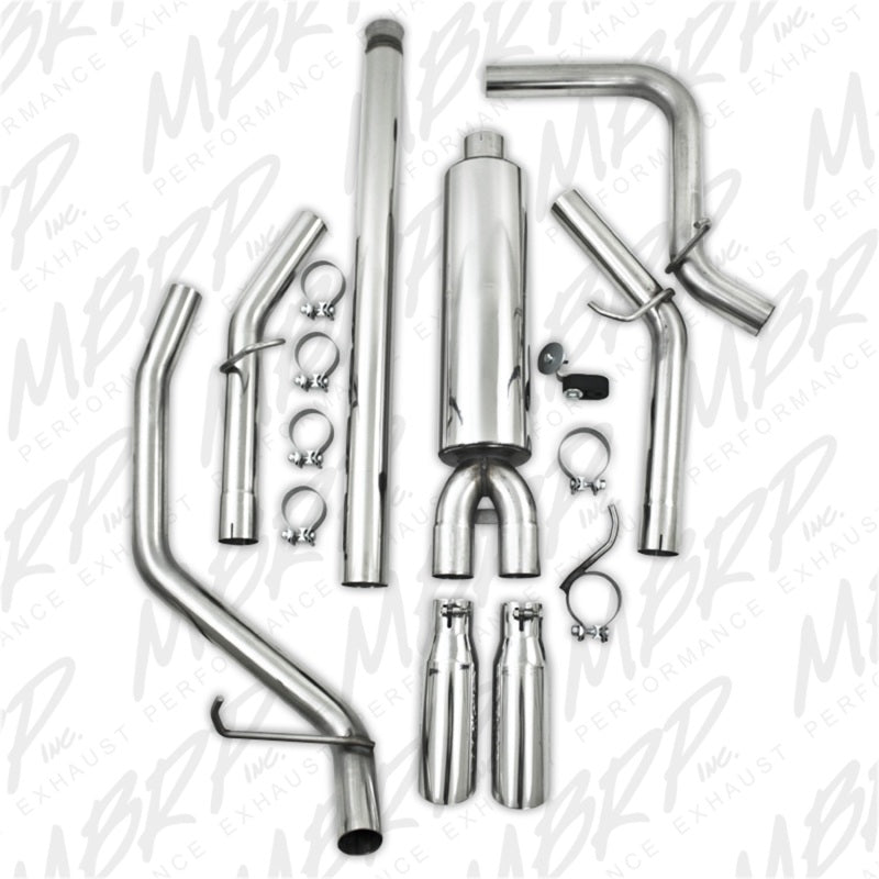 MBRP 2009 Chev/GMC 1500 4.8/5.3L EC/CC (excluindo 8 camas) Cat Back Dual Split Side