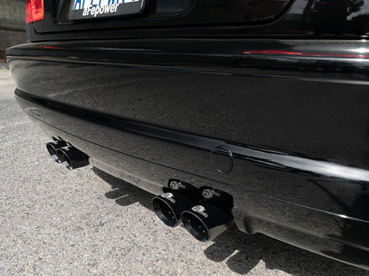 aFe MACH ForceXP 2.5 IN 304 Sistema de escape Cat-Back em aço inoxidável com ponteiras pretas 01-06 BMW M3 (E46)