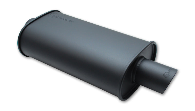 Silenciador oval vibrante StreetPower FLAT BLACK com saída única de 3 pol. - ID de entrada de 2,5 pol.