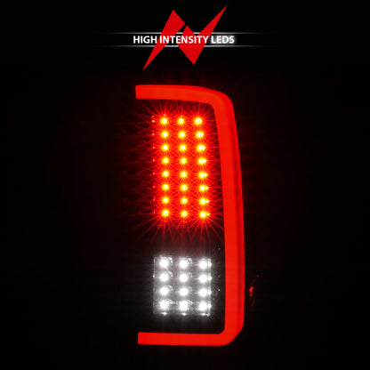 ANZO 2007-2013 Chevrolet Silverado 1500/ 2500/ 3500 Lanternas traseiras de LED com barra de luz Caixa preta fumaça