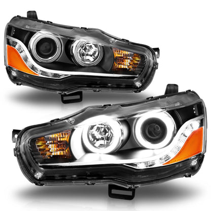 ANZO 2008-2015 Mitsubishi Lancer Projector Faróis c/ Halo Black (CCFL)