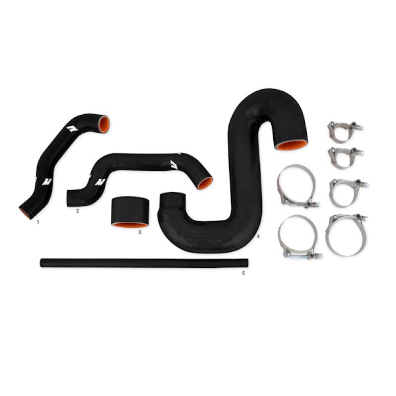 Mishimoto Subaru 02-07 WRX/04-07 STi Kit de intercooler de montagem superior - Mangueiras pretas e prateadas revestidas a pó