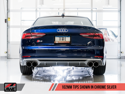 AWE Tuning Audi B9 S5 Coupe SwitchPath Exhaust w/ Chrome Silver Tips (102mm)