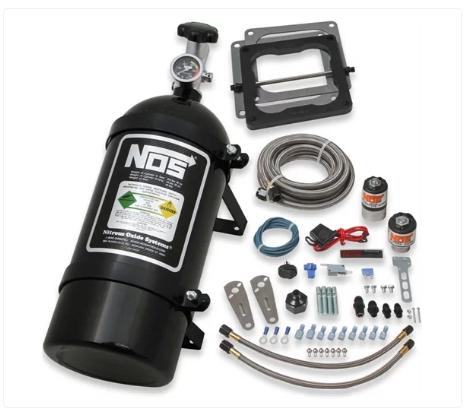 Sistema de óxido nitroso - NOS Big Shot Wet Nitrous System 4150 Square Bore 4-bbl Carburador 10 lb. Botella Negra (02101BNOS)