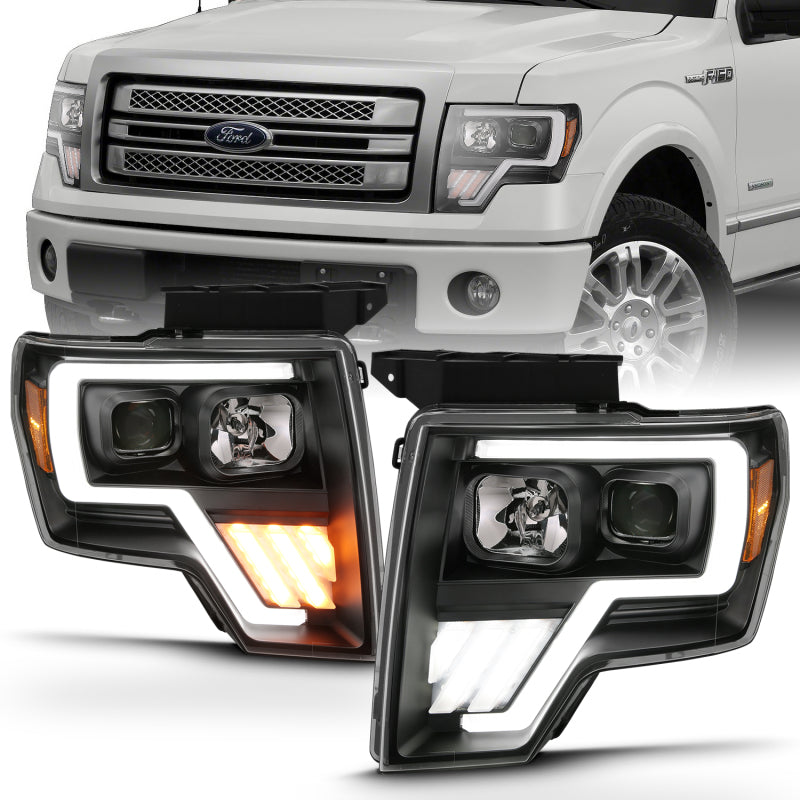 Projetor ANZO 2009-2013 Ford F-150 Barra de luz G4 Switchback HLBlack Amber