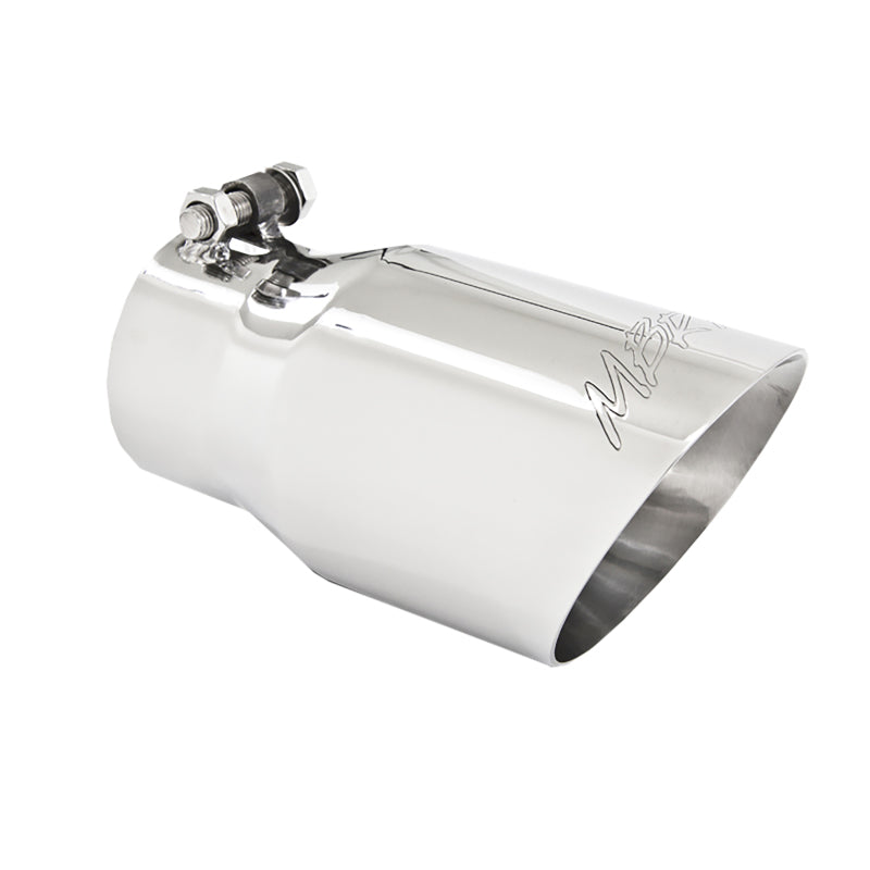 MBRP Punta universal 4 in OD Dual Wall Angulado 3 in entrada 8 in longitud T304