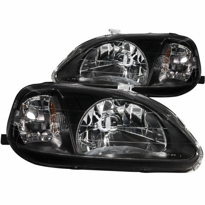 ANZO 1999-2000 Honda Civic Crystal Faróis pretos