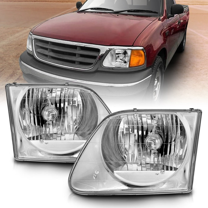 ANZO 1997-2003 Ford F-150 faróis de cristal cromados