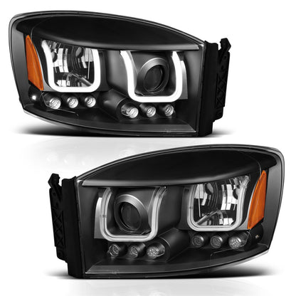 Faróis projetores ANZO 2006-2008 Dodge Ram 1500 c/ U-Bar preto