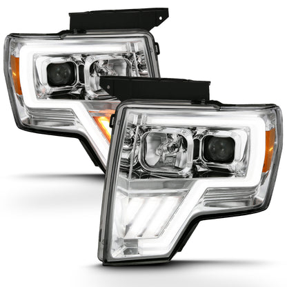 Projetor ANZO 2009-2013 Ford F-150 Barra de luz G4 Switchback HL Chrome Amber