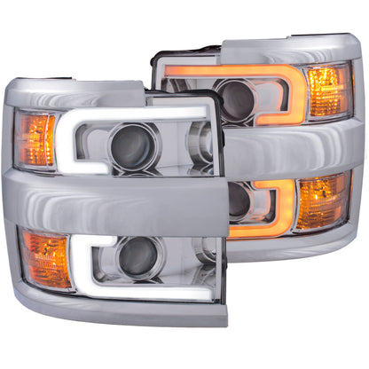 Faróis projetores ANZO 15-17 Chevrolet Silverado 2500HD / 3500HD Chrome com aro cromado