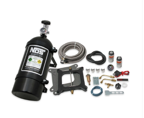 Nitrous Oxide System - NOS Powershot Nitrous System Kit Holley 4150 Square Bore and Edelbrock Carburetors [10 lb. Black Bottle] (05001BNOS)