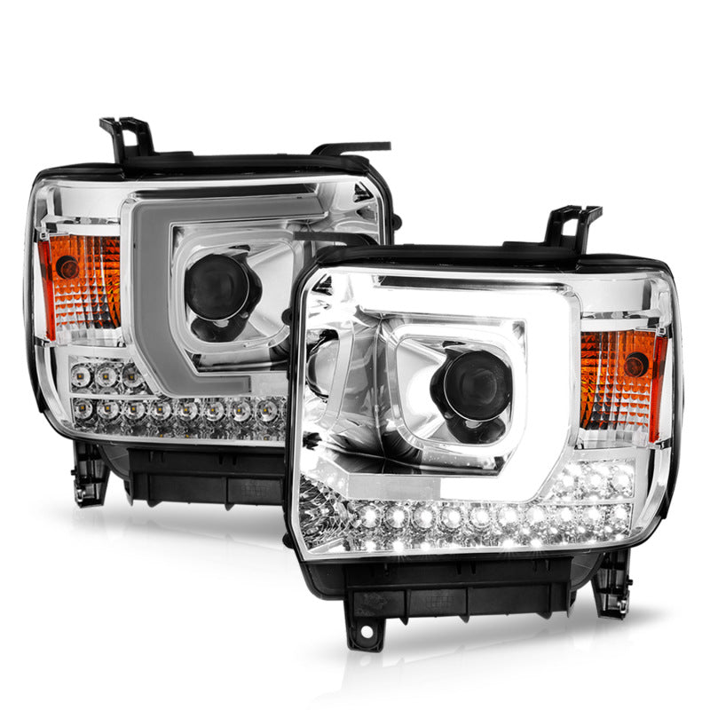 ANZO 14-15 GMC Sierra 1500/2500HD/3500HD Farol projetor estilo prancha - Caixa cromada