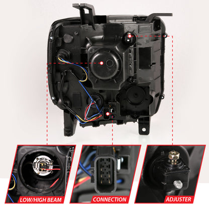 ANZO 2014-2015 Gmc Sierra 1500HD projetor estilo prancha farol preto com drl